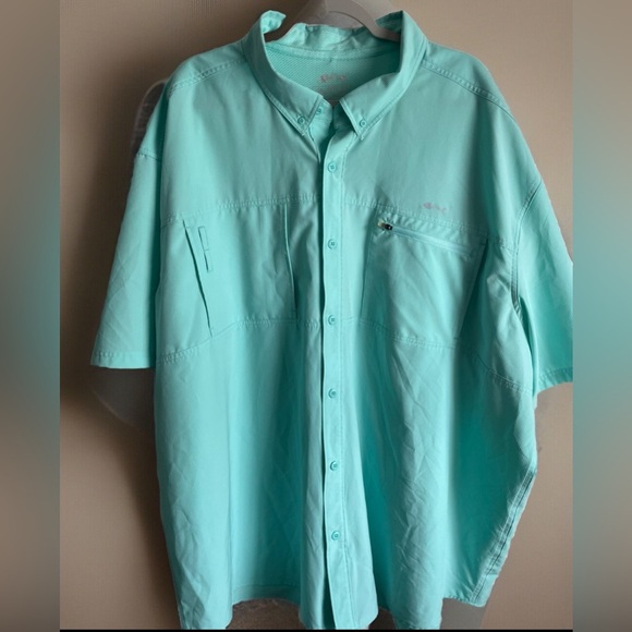 Silver Bait Performance fishing Shirt Men 4X Aqua Blue Polyester Short Casual - Picture 2 of 9